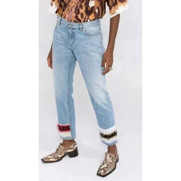 NWOT Marni Mohair Stripe Cropped Straight-Leg Denim Trousers size 4